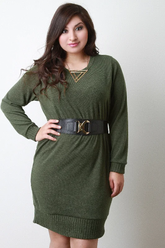 Hook Belt Sweater Dress Modern Contemporary Chic