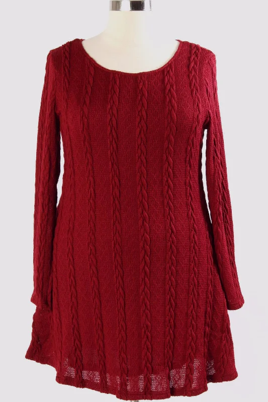 Willa Willa Sweater Dress - Wine Fleece Sweater Nylon Polyester