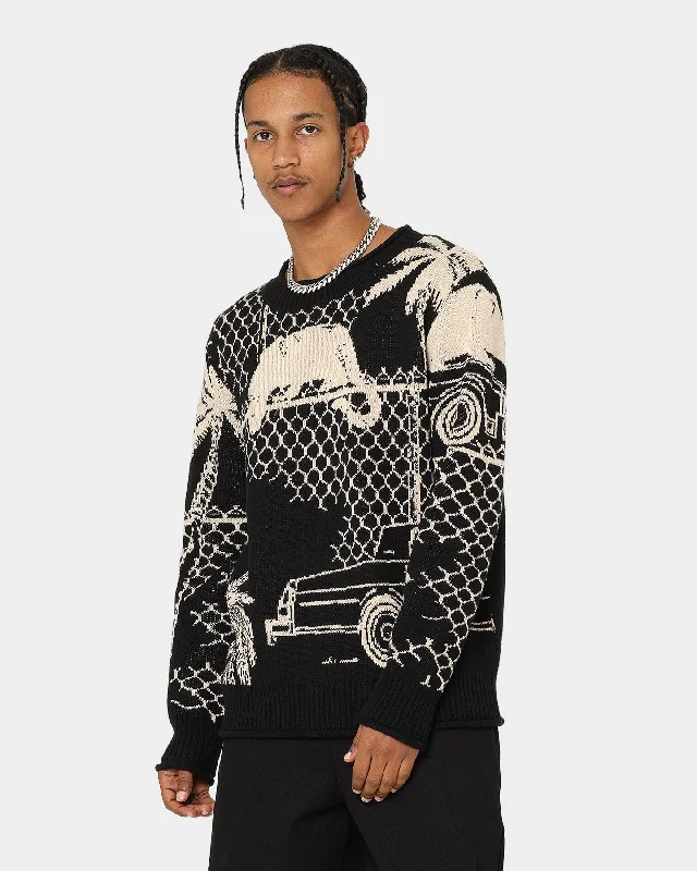 Honor The Gift Jungle Sweater Black Solid Print Embellished