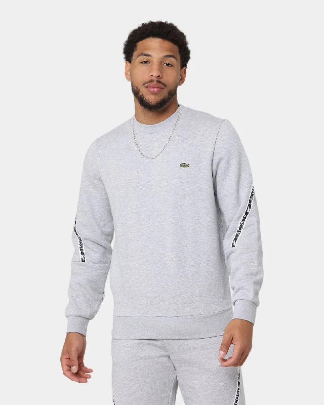 Lacoste Active Tape Crewneck Sweater Silver Chine Print Jacquard Patchwork
