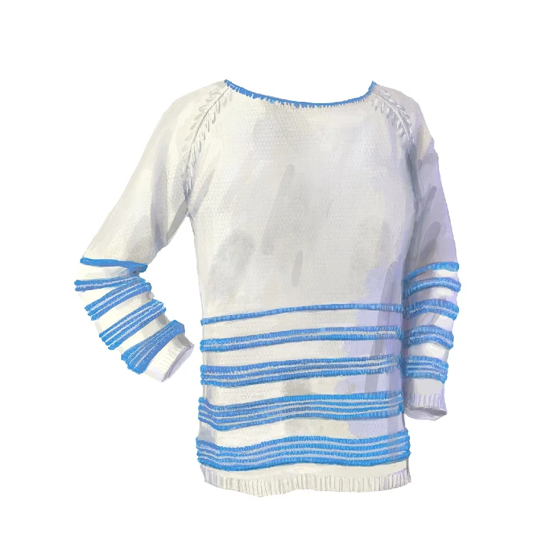 Nautical Stripe Scoop Neck Sweater Tailored Straight A-Line
