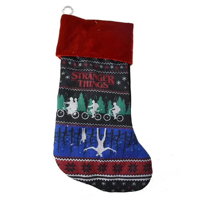 Stranger Things Christmas Sweater Stocking, 17-Inch Open Front Closed Front Wrap Front Stranger Things Christmas Sweater Stocking, 17-Inch Open Front Closed Front Wrap Front