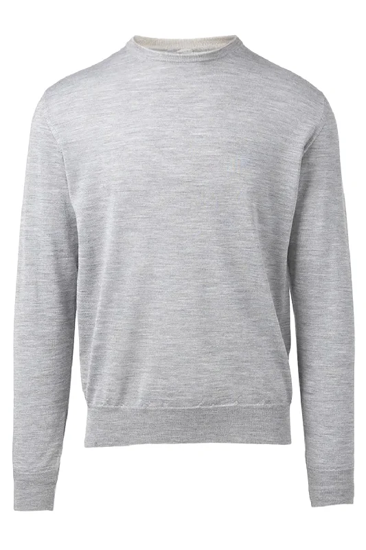 Crewneck Sweater - Gray Sand Fleece Sweater Nylon Polyester