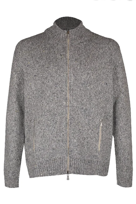 Full Zip Sweater - Gray Mesh Sweater Canvas Denim