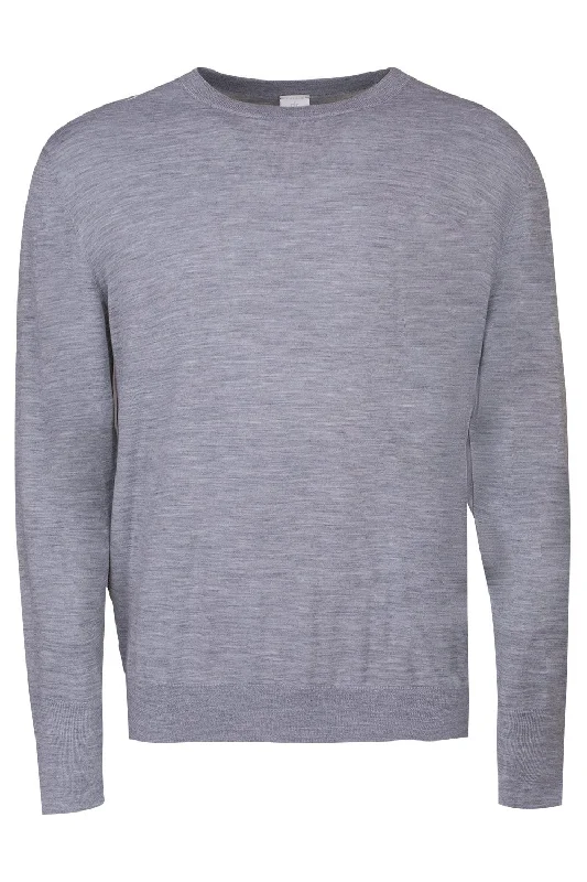 Round Neck Sweater - Grigio Real Fur Shearling Chenille