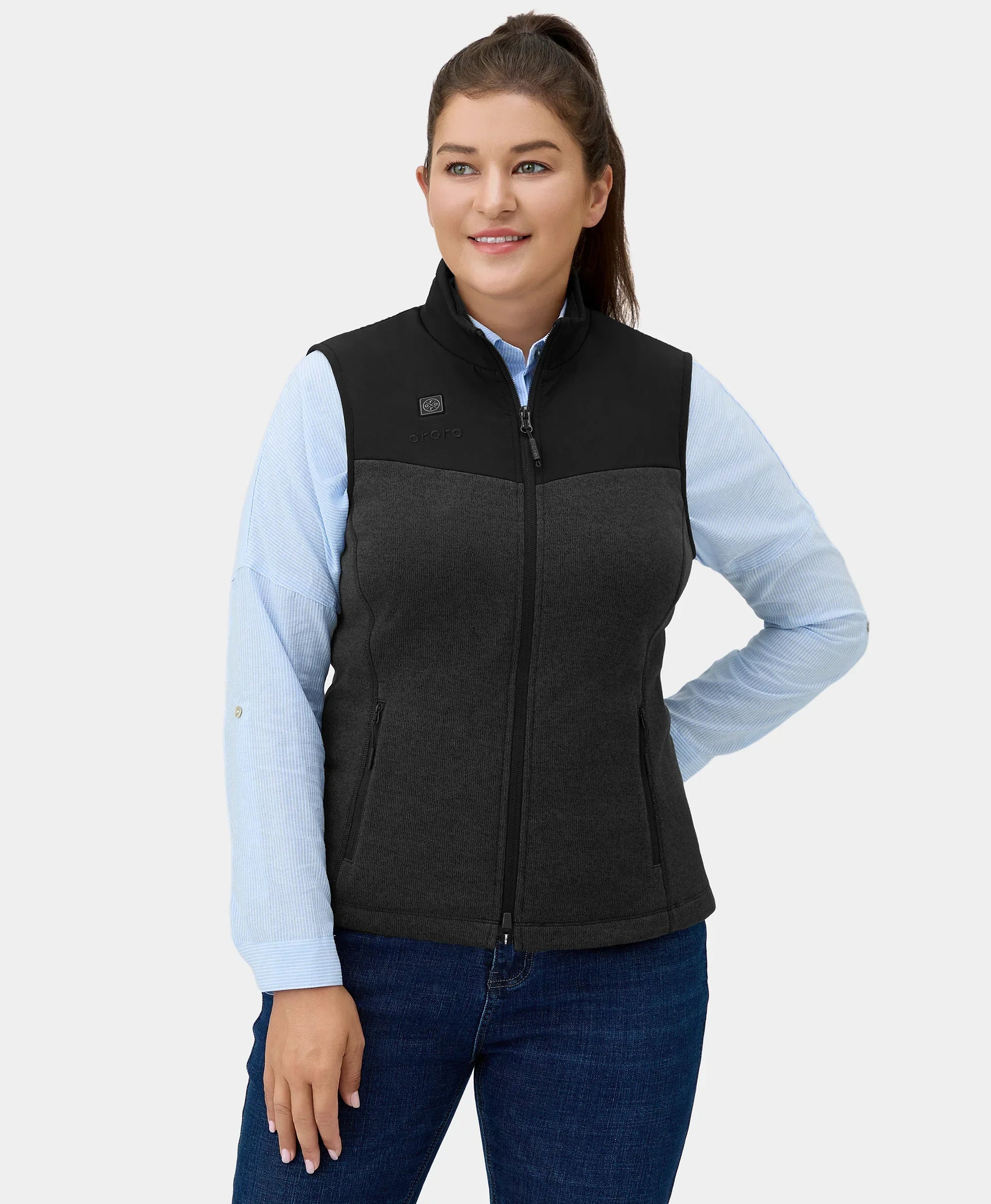 Augusta Women's Heated Sweater Fleece Vest Cashmere Blend Cotton Blend Poly Blend