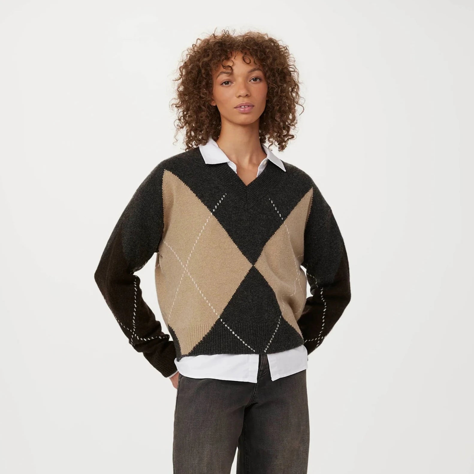 Frank And Oak - The Yak Wool V Neck Sweater Mesh Blend Leather Blend Suede Blend