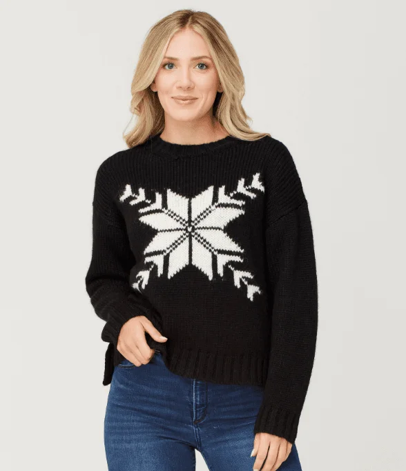 Krimson Klover Women's Snowflake Sweater Layered Multi-layer Single Layer