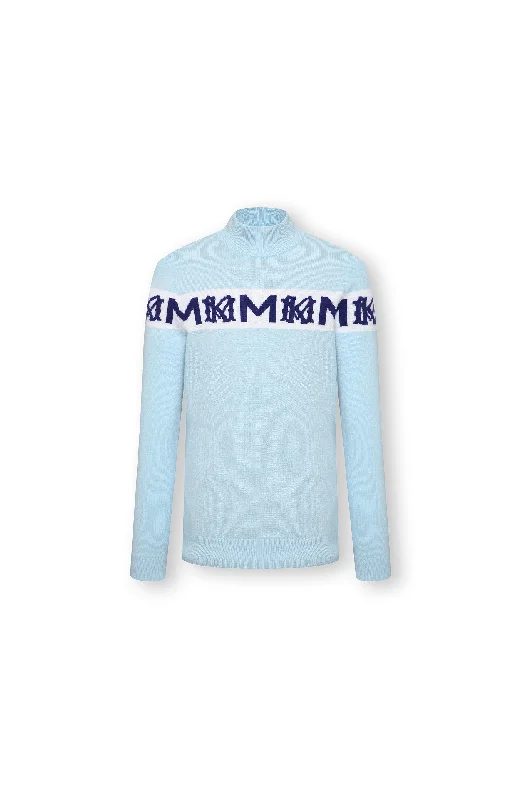 MCKAYSON FW22 WOMEN H-NECK LINE SWEATER Print Jacquard Patchwork