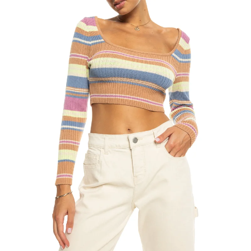 Roxy Women's Sunshine Day Crop Top Sweater Terry Blend Velvet Blend Canvas Blend